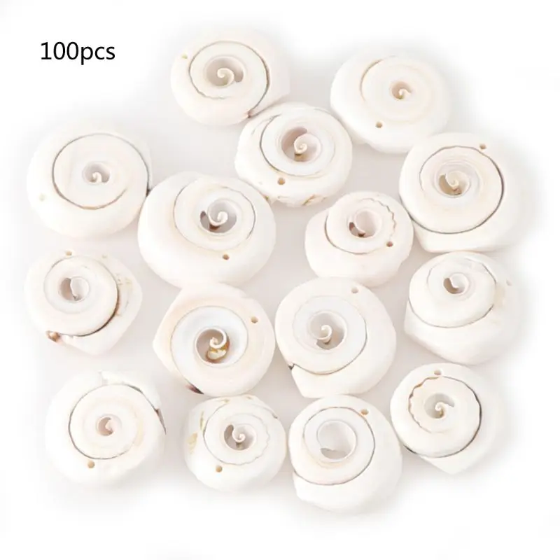 

L5YD 100Pcs Natural Seashell Sea Shells Beads with Hole Cowrie Beach Conch DIY Crafts