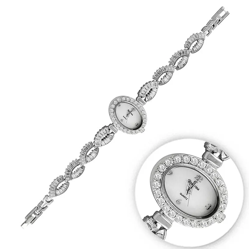 

Silverlina Silver Zircon Stone Silver Wristwatch