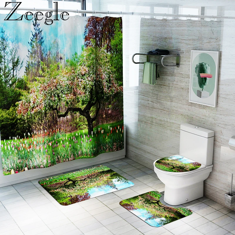 Zeegle Водонепроницаемая занавеска для ванной душевая Противоскользящий коврик