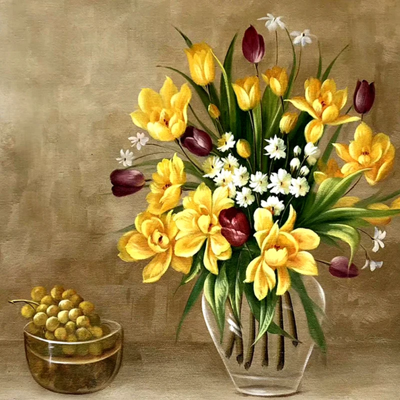 Goede 100% Handgeschilderd Klassieke Bloem En Fruit Olieverfschilderij Art Gift Home Decoratie Woonkamer Wall Art Frameloze Foto