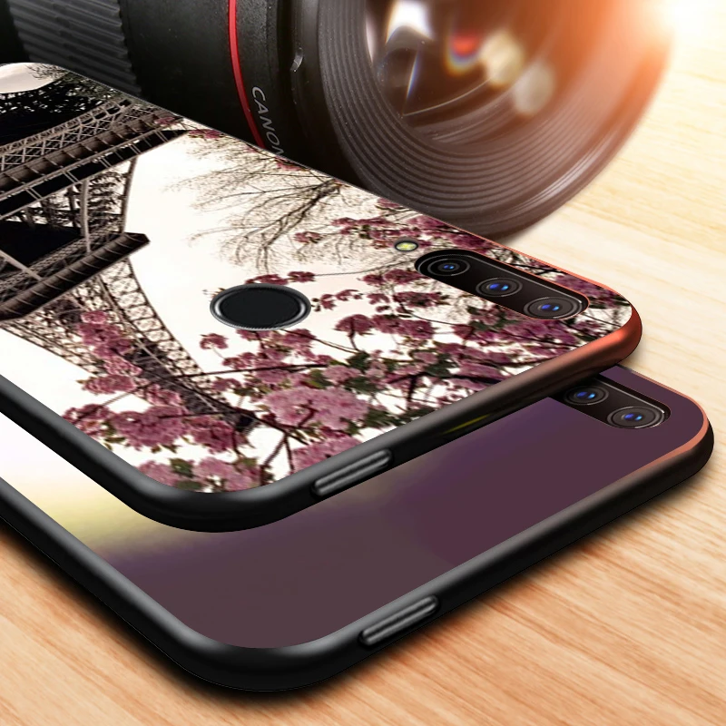 Black Soft TPU Cover Beautiful Eiffel tower for Honor 9X 9 Lite 8S 8C 8X 8A 8 2019 2020 7A 7S 7C Pro Phone Case