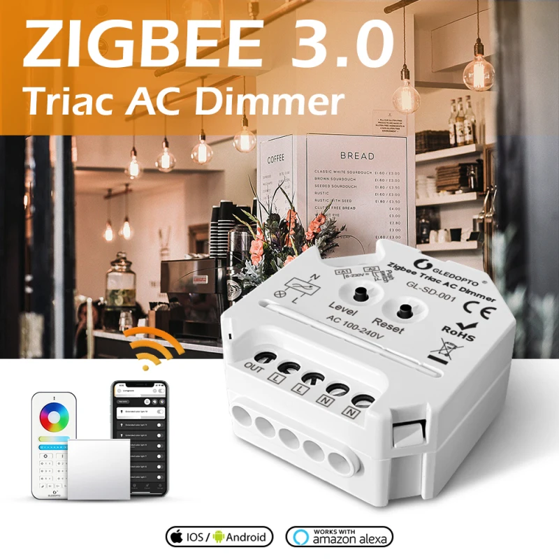 

GLEDOPTO Zigbee Smart Home Triac AC Dimmer LED-Touch Push Switch Work With 2.4G Controller Smartthings Alexa Google Home