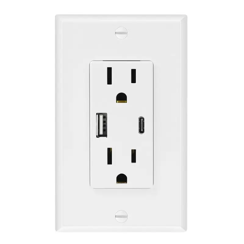 

US Standard Wall Socket USB Type A Type C Charge Power Adapter High Speed Duplex Outlets 15A 125V