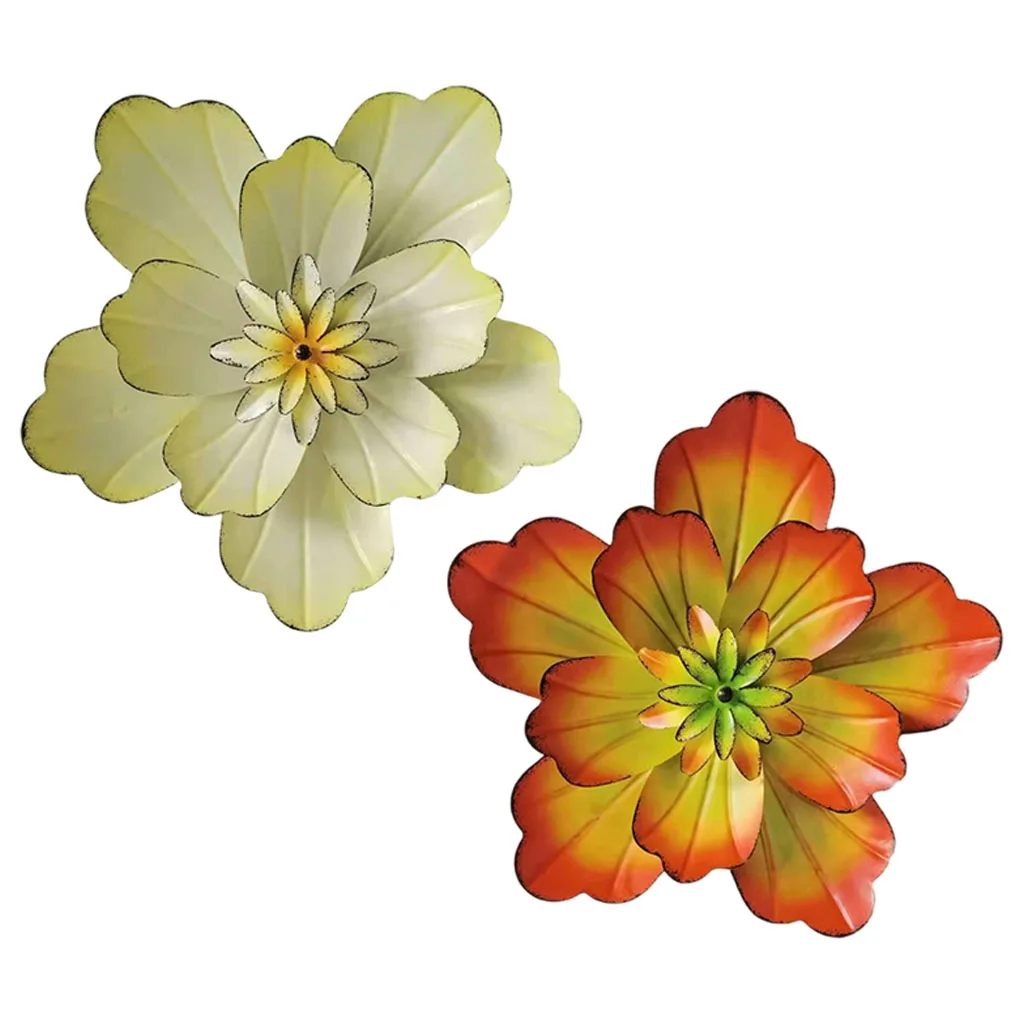 

10" Metal Flower Wall Art Decorations Indoor or Outdoor Wall Sculptures Hanging for Bathroom Livingroom Bedroom