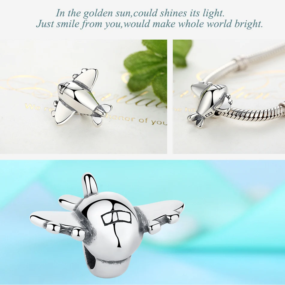 ELESHE 925 пробы серебряная подвеска в виде самолета бусины подбираемые Подвески