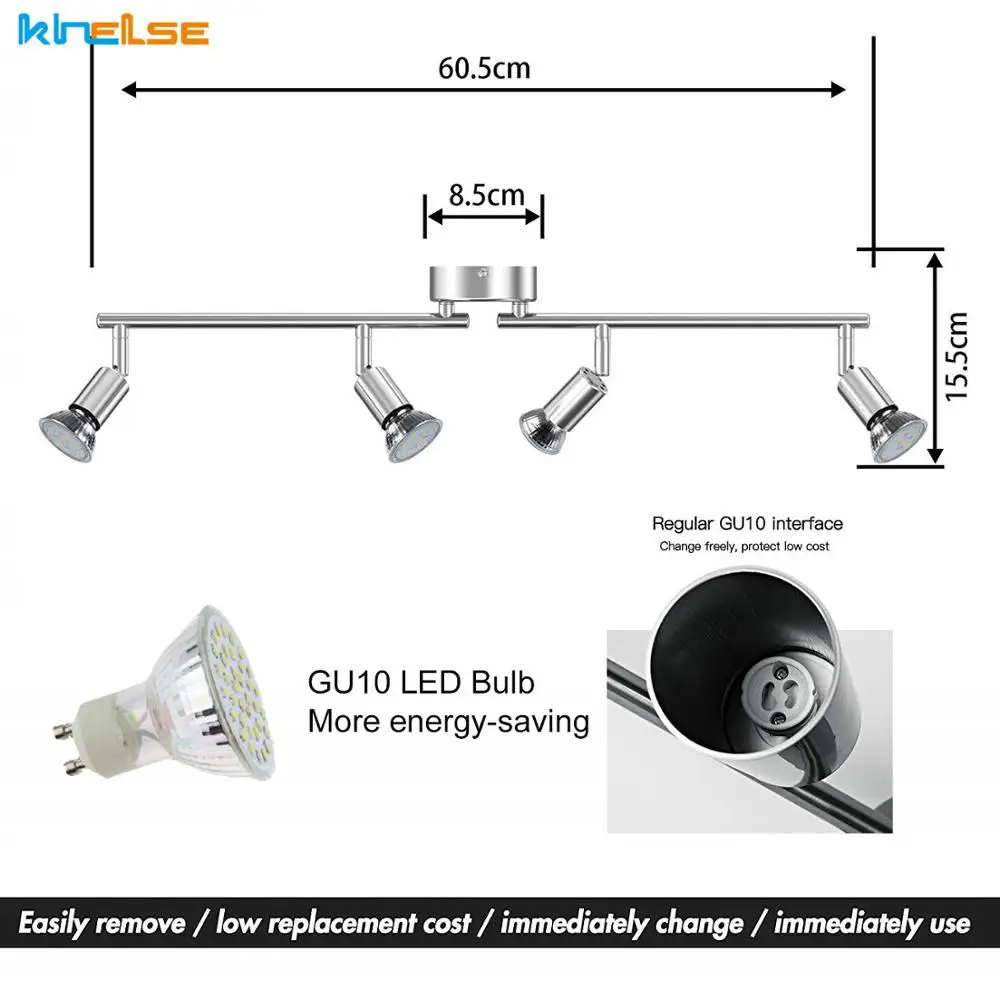 Lámpara giratoria para escaparate, bombillas Led GU10 para cocina, luces de techo, ángulo ajustable, para sala de estar y armario