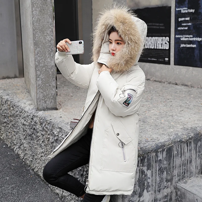 ZQLZ Winter Jacket Women 2022 New Oversized Embroidery Casual Hooded Warm Cotton Padde Coat Female Loose Black Long Parka Mujer