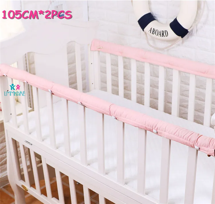 Pink 105cm Хлопковый плотный бампер для детской кроватки, защитные полосы для кроватки новорожденных, защитные накладки для новорожденных, защитные накладки на рельсы, 2 шт - Цвет: Pink 105cm