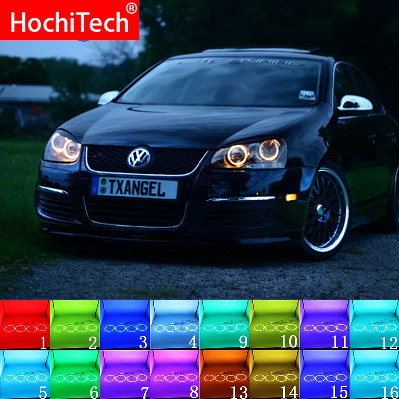 Разноцветный RGB светодиод Angel Eyes Halo Ring Eye DRL Радиочастотный пульт ДУ для VOLKSWAGEN VW Golf 5
