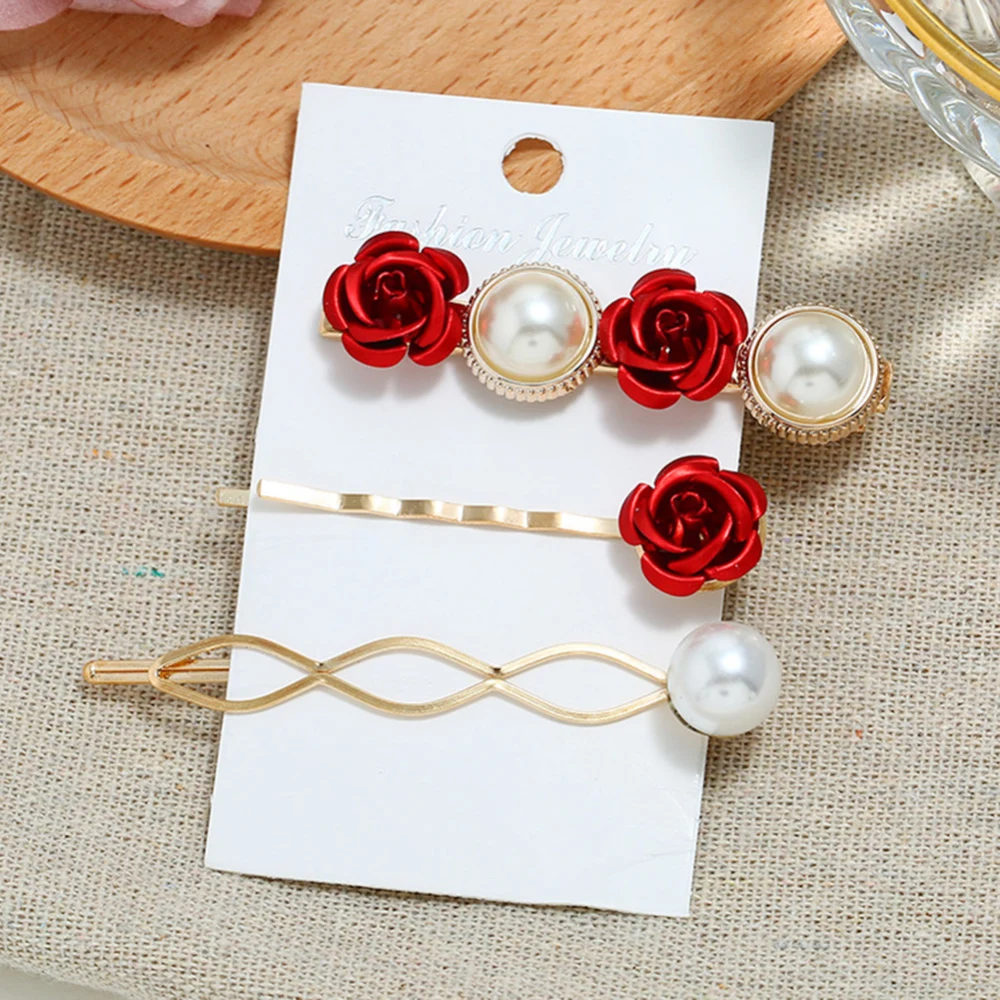 Небольшие свежие Аксессуары для волос 3 шт. жемчужные декоративные металлические