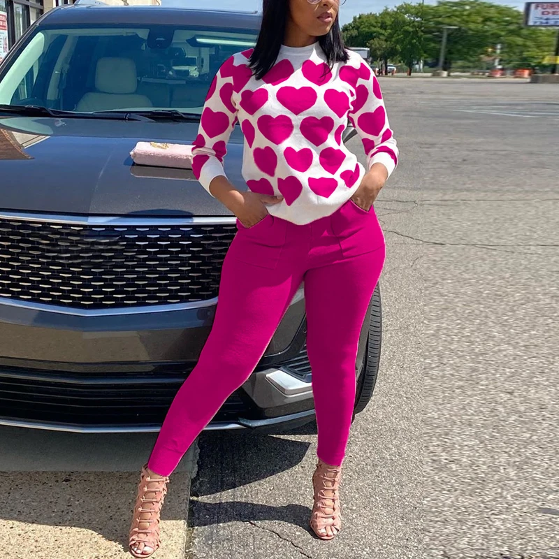 

Sweatshirt 2 Piece Set Women Clothes Autumn Winter Top + Slim Pants Sweat Suit Two Piece Vocation Outfit Matching Set