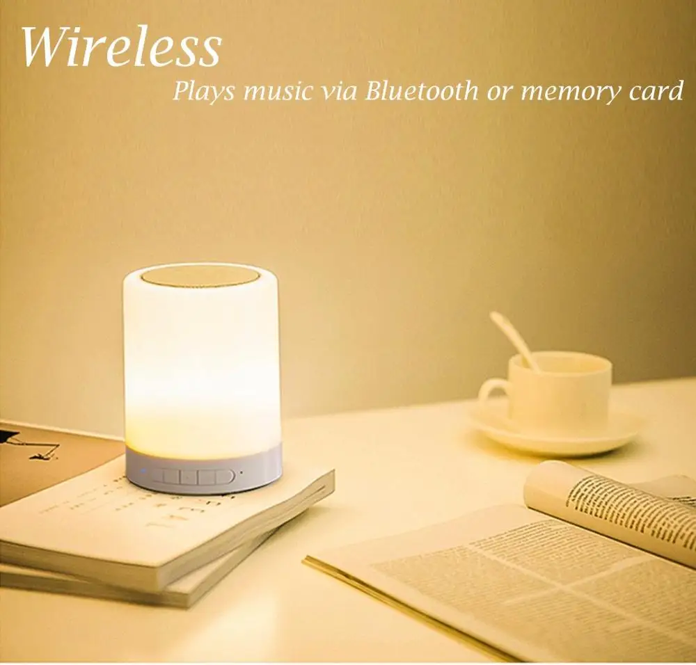 Ночник с Bluetooth динамиком Беспроводная портативная прикроватная лампа умным
