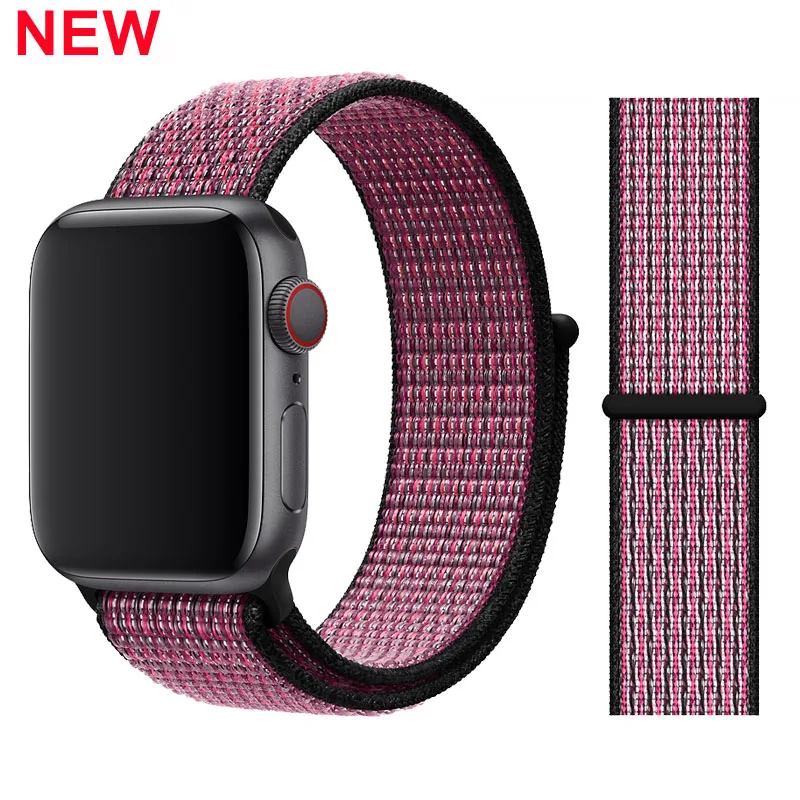 Ремешок для Apple Watch 42 мм 38 мм 5 4 3 correa iwatch 44 мм 40 мм спортивный браслет-петля Apple watch 5 4 аксессуары 5/3/2 - Цвет ремешка: 47-Pink Blast Berry