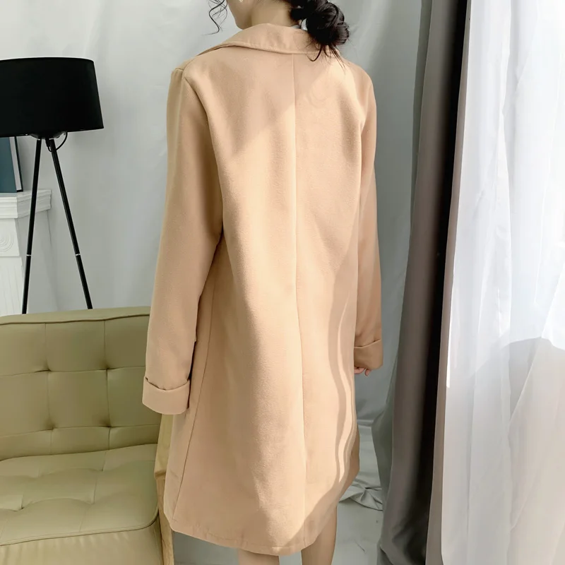 

Women Trench Coat Slim Oversize Double Breasted Vintage Cloak Overcoats Long Windbreaker With Sashes Autumn Winter 2020