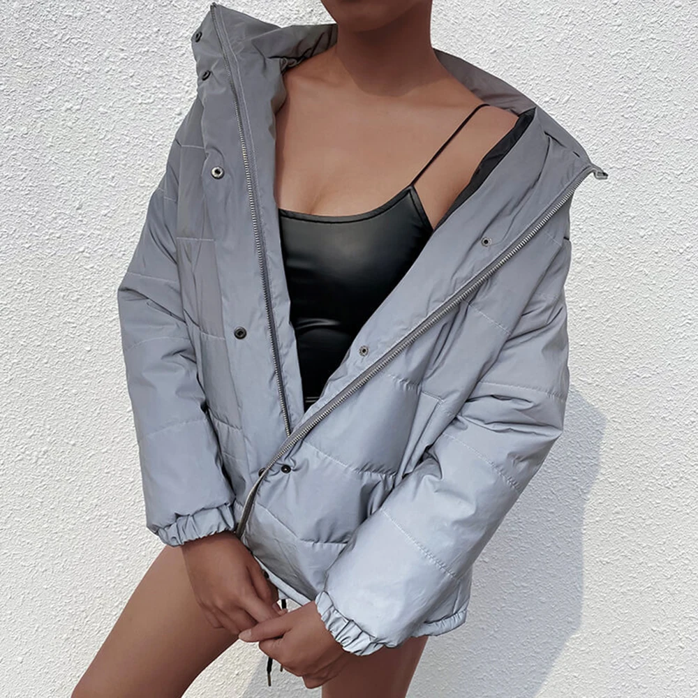 Новые парки Женское зимнее пальто толстая Светоотражающая куртка хлопковые