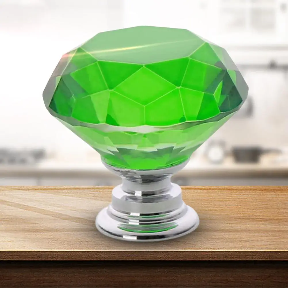 

HOT SALES!!! 30mm K9 Green Faux Crystal Diamond-shape Zinc Alloy Handle for Dresser Furniture Wholesale Dropshipping New Arrival