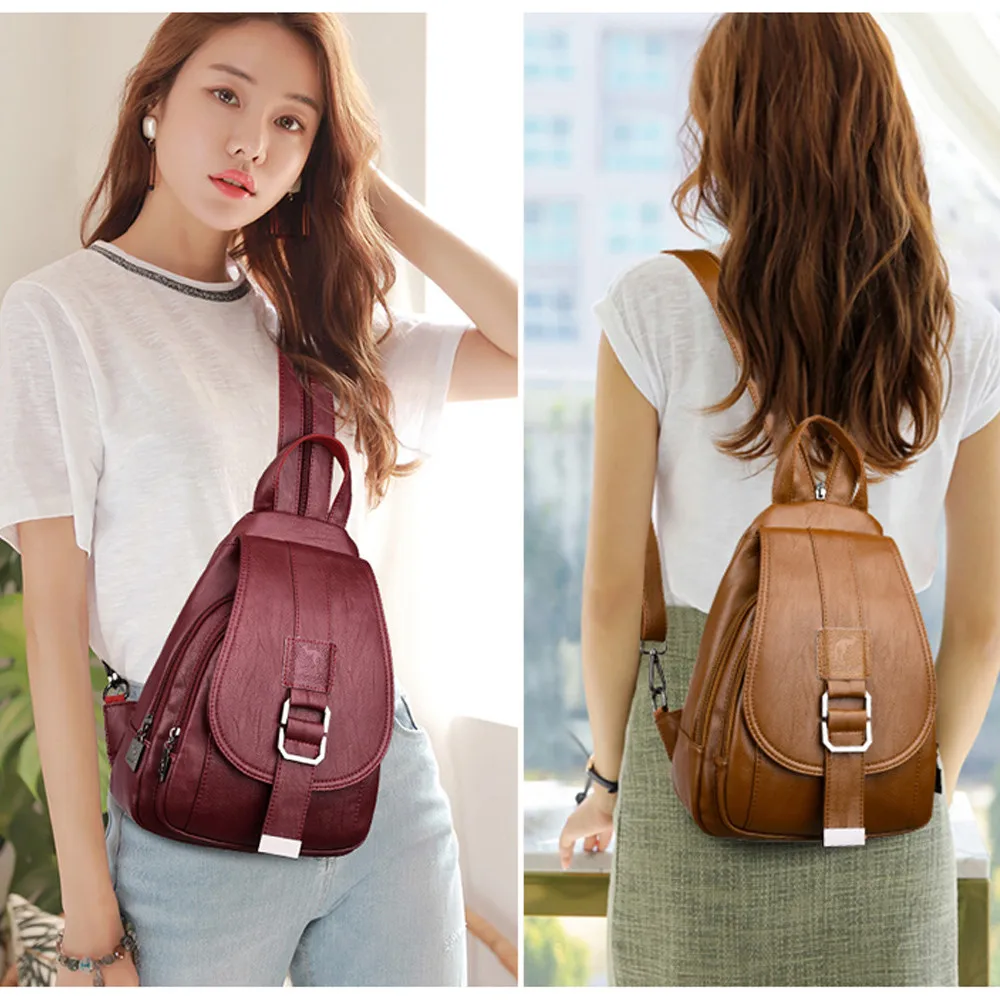 Лидер продаж 2019 женские кожаные рюкзаки винтажная сумка через плечо для
