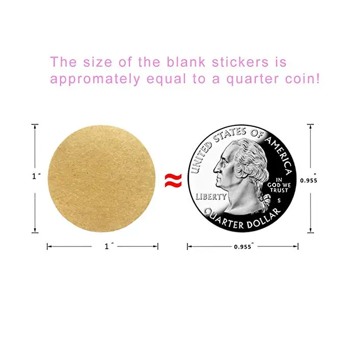

500PCS/roll 1 inch Round Blank brown Kraft Sticker DIY HandMade Envelopes Sticker Gift Packaging Seal Seals Stationery stickers