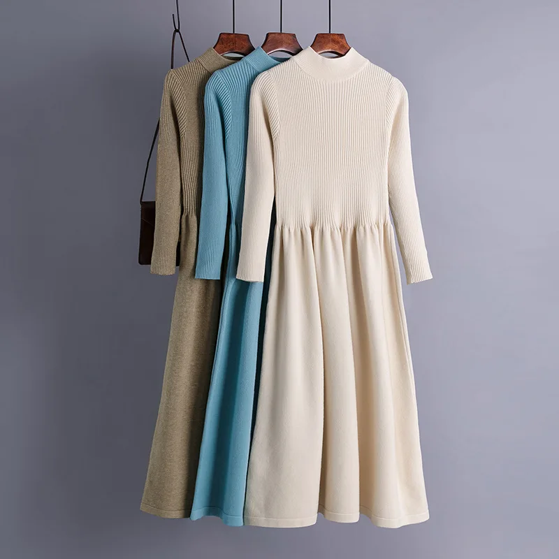 

2022 Casual Women with thickened high neck knit dress Feng891