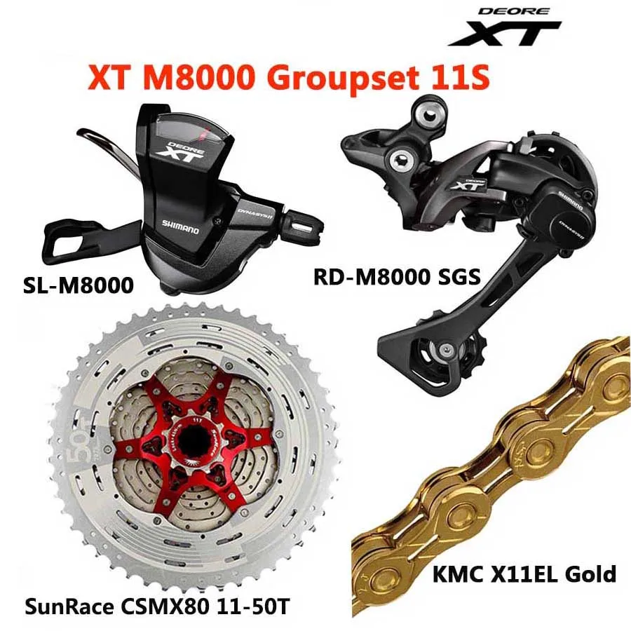 50T Sliver X11ELgold Shimano DEORE XT M8000 Группа Комплект MTB горный велосипед 1x11-Speed 46T 50T SL+ RD+ CSMX8+ X11EL M8000 переключатель заднего хода - Цвет: 50T Sliver X11ELgold