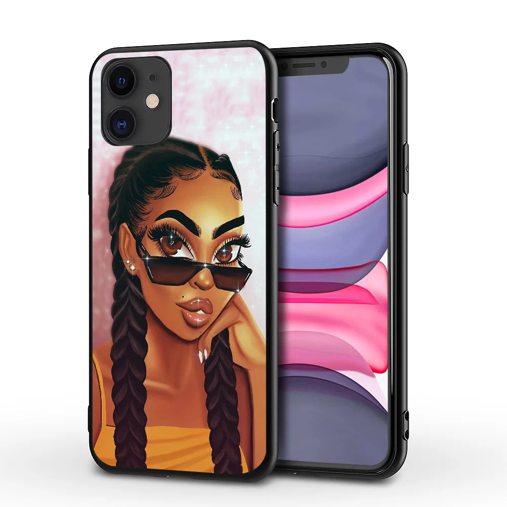 Силиконовый чехол для телефона Melanin с Африканской девушкой iPhone 11 Pro Max 7 8 6 6splus SE 2020 5