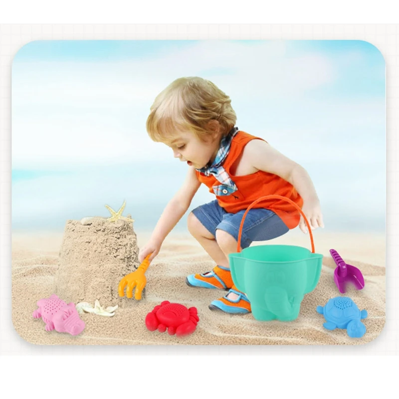 

7 Pcs Water Beach Toys Summer Play Sand Toys for Toddlers Baby Bath Toys Animal Bucket and Spade Set for Kids Girls Boys