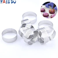 46 pcs mini tart ring stainless steel tartlet mold small circle cutter pie ring heat resistant perforated cake mousse molds