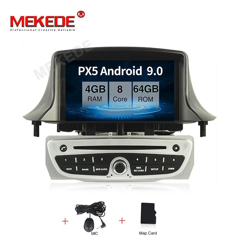 4+ 64G Автомобильный Android 9,0 Ca DVD gps плеер для Renault Megane 3 Fluence 2009- с GsP навигацией Радио стерео BT Wifi - Color: px5 white
