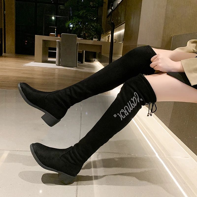 

2021 Winter Over-the-knee Boots Women's Flat-bottomed Boots Women's Warm New Plus Velvet Thin Long Women's Boots Trend
