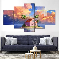 5 panel anime goku island nimbus canvas poster modular wall art modern pictures hd painting home decor living room modular frame