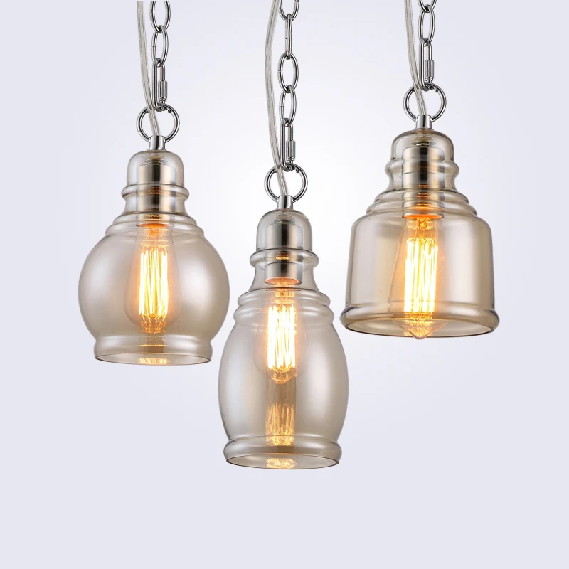 

Loft Industrial Chain Pendant Lights Vintage Edison Handlamp Dinning room Lamps Glass Shades led luminaria AC110-240V Indoor