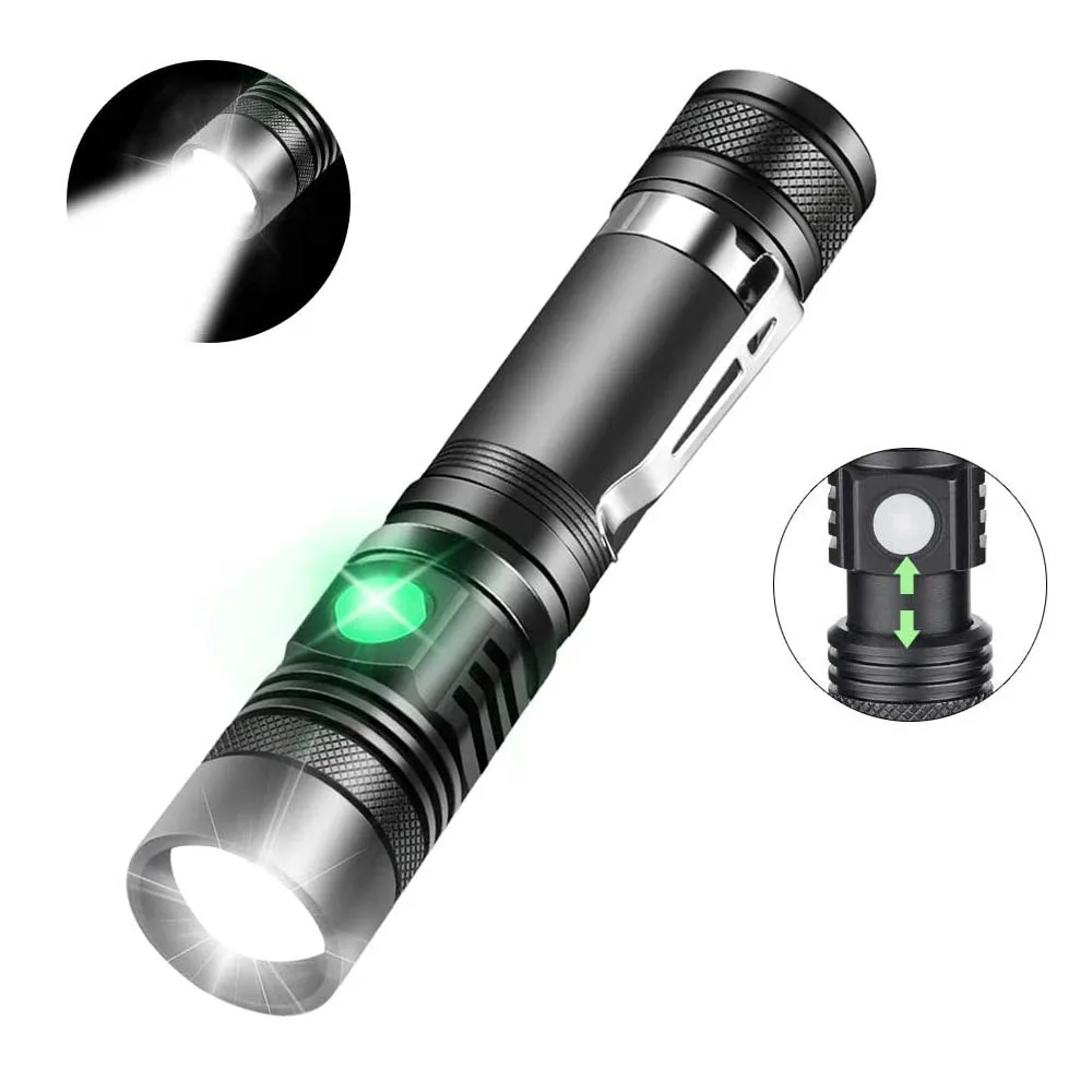 Перезаряжаемая тактическая вспышка светодиодная алюминиевый масштабируемый