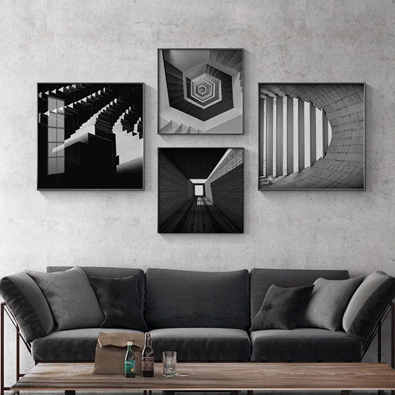

Extending space posters and prints black and grey canvas painting fashion home decoration wall pictures for living room unframed