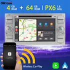 Автомобильный DVD-плеер PX6, мультимедийный плеер на Android 10, 4 Гб ОЗУ, 64 Гб ПЗУ, с GPS, для FORD C S Max Focus Connect Kuga Fiesta, Carplay TDA7850
