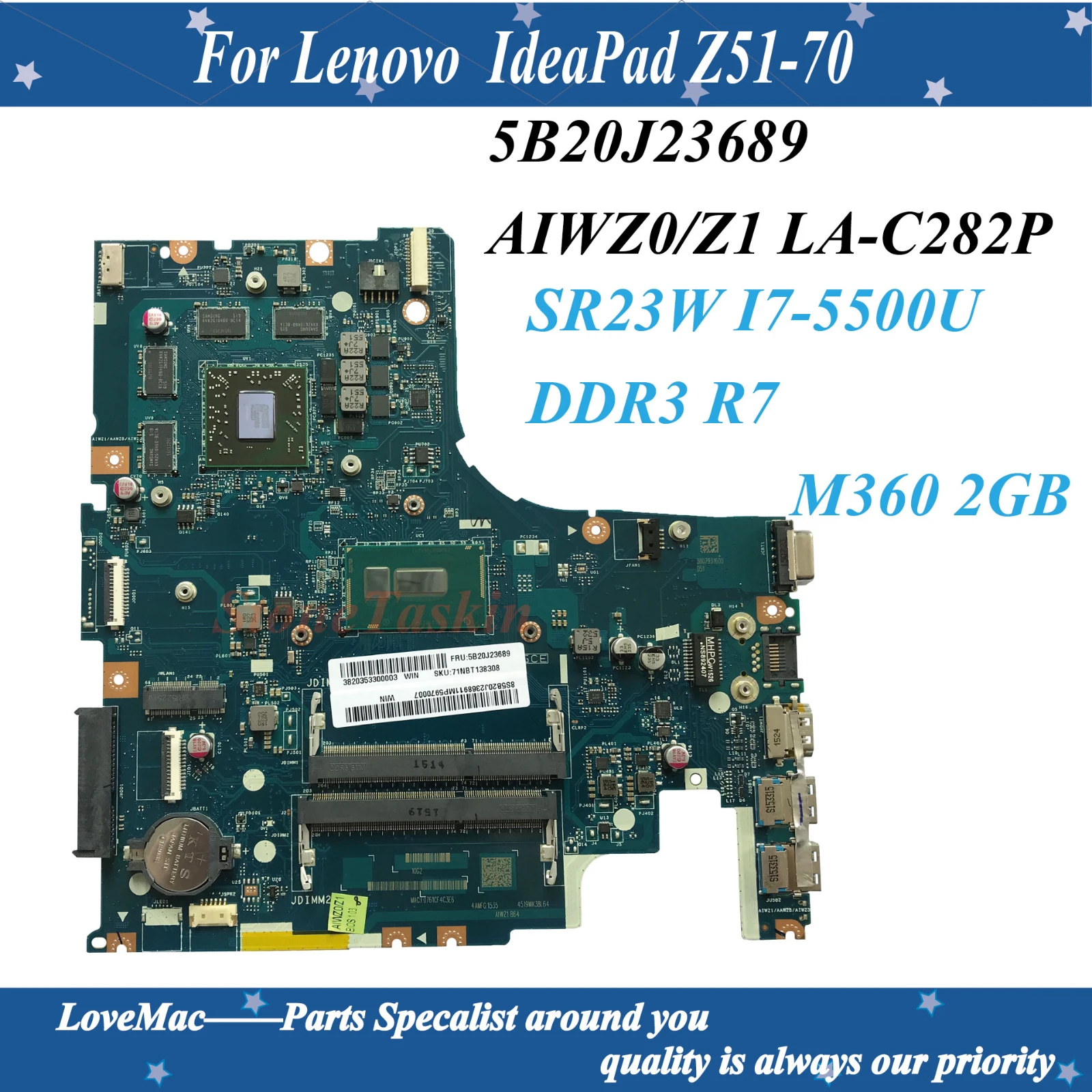 Высокое качество FRU:5B20J23689 для Lenovo Z51-70 Материнская плата ноутбука AIWZ0/Z1 LA-C282P SR23W