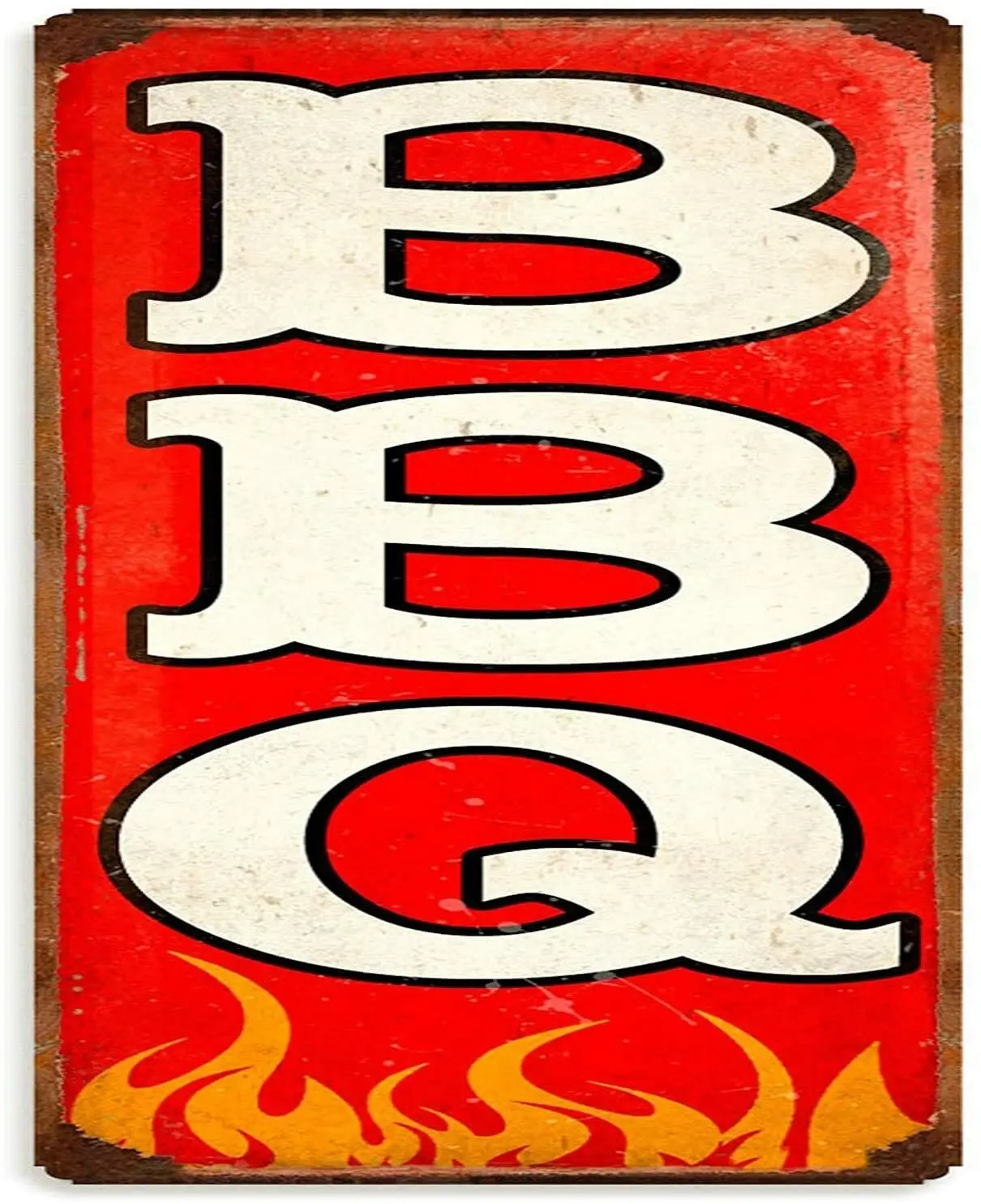 

Hanging BBQ Iron Painting Metal Plate Tin Sign Vintage Retro Home House Man Cave Decor 12x8 inches