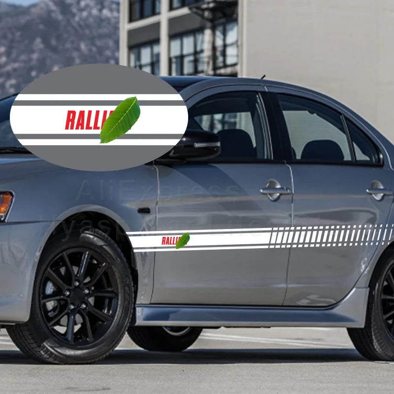 

2pcs Car Stickers Auto Body Decals for Mitsubishi Ralliart Accessories Racing Sports Long Stripe Sticker
