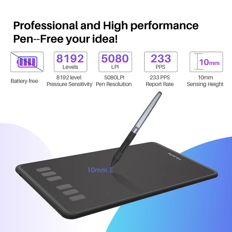 HUION Inspiroy H640P без аккумулятора цифровые планшеты для рисования графический планшет с 8192 уровнями давления стилус с OTG подарок