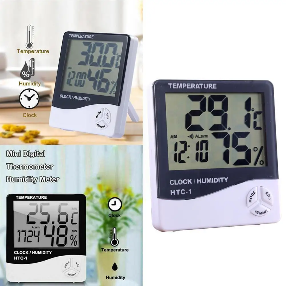 

Indoor Hygrometer Lcd Digital Weather Station Temperature Humidity Electronic Clock Meters Humidity -1 Temperature Digit B2e7