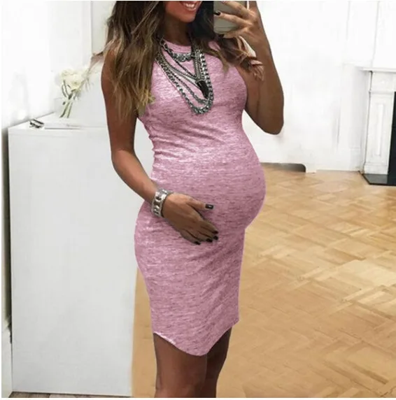 

2020 Maternity Women Dress Pregnancy Dresses Mama Clothes Flattering Side Ruching One Neck Pregnant Womens Clothing