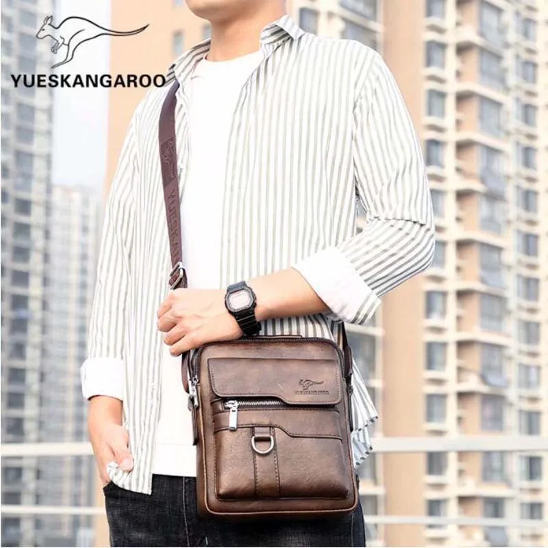 

Kangaroo Luxury Brand Vintage Man Bags Leather Shoulder Bag For Men Business Messenger Crossbody Bag Male Fashion Casual Handbag