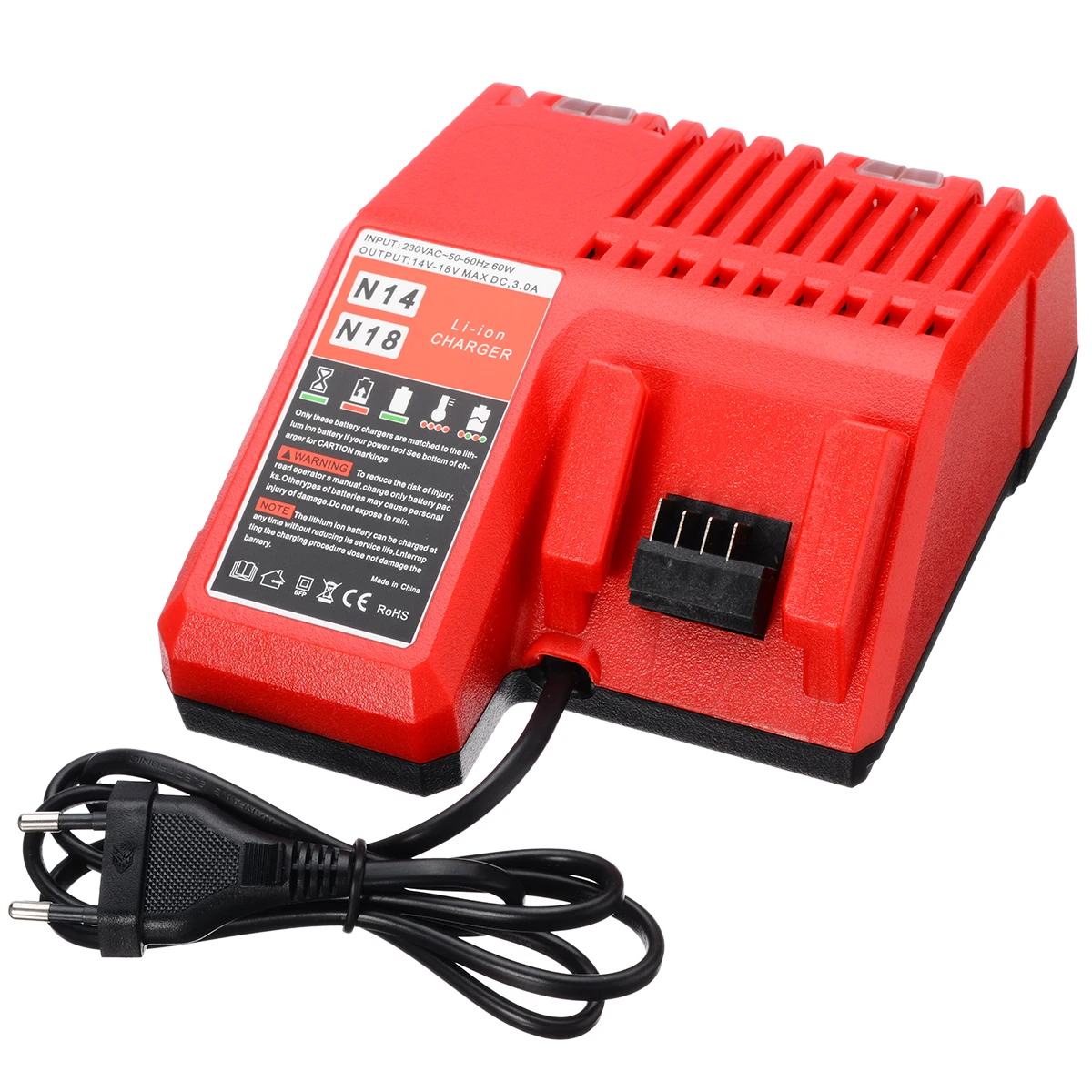 

Lithium Li-ion Battery Charger Replacement 18V Power Tool EU Plug Red for M18 Charger