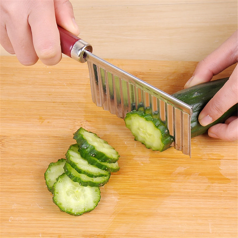 1Pcs Potato French Fry Cutter Stainless Steel For Fries Serrated Blade Chip Easy Slicing Banana Fruits Wave Knife Chopper | Дом и сад