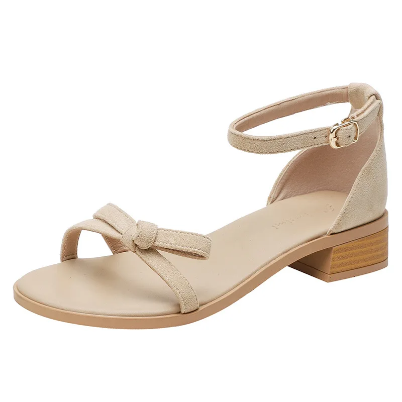 

Ankle Strap Heels Suede Women Sandals Summer Shoes Women Open Toe Chunky High Heels Party Dress Sandals Pumps Sweet