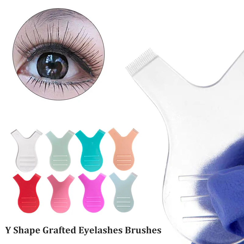 

Reuseable Plastic Eyelash Brush Clean Y Shape Grafted Eyelashes Brushes Women Makeup Brush Mascara Tools Free Shipping 10P/Pack