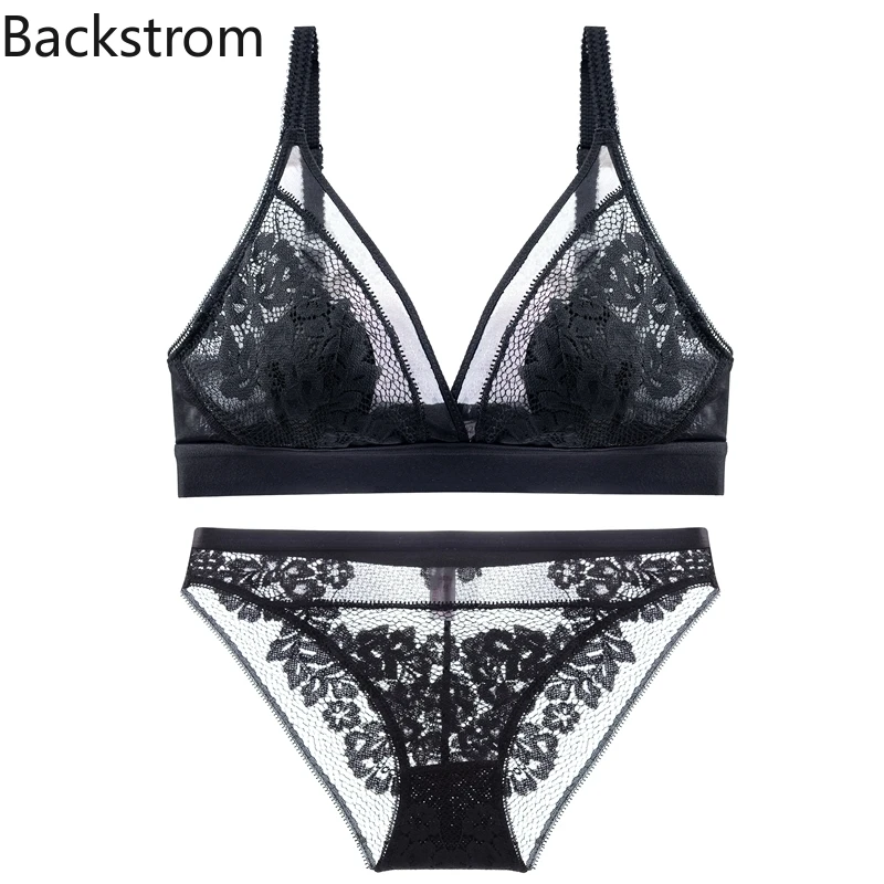 

Backstrom Womens Underwear Intimates Sexy Lenceria Lace Lingerie Sets Wire Free Bra Panty Set Female Bralettes Ensemble