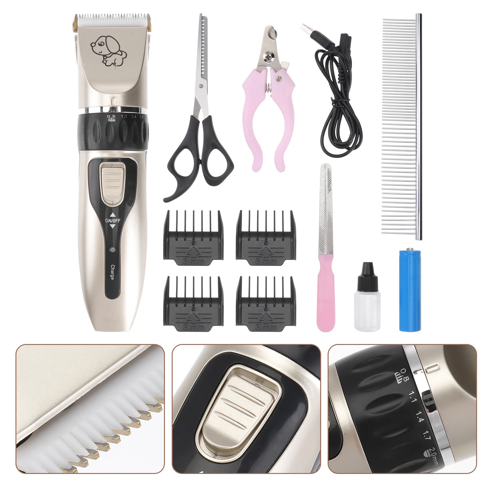 

4 шт./комплект, профессиональный электрический триммер для стрижки домашних животных с USB-зарядкой