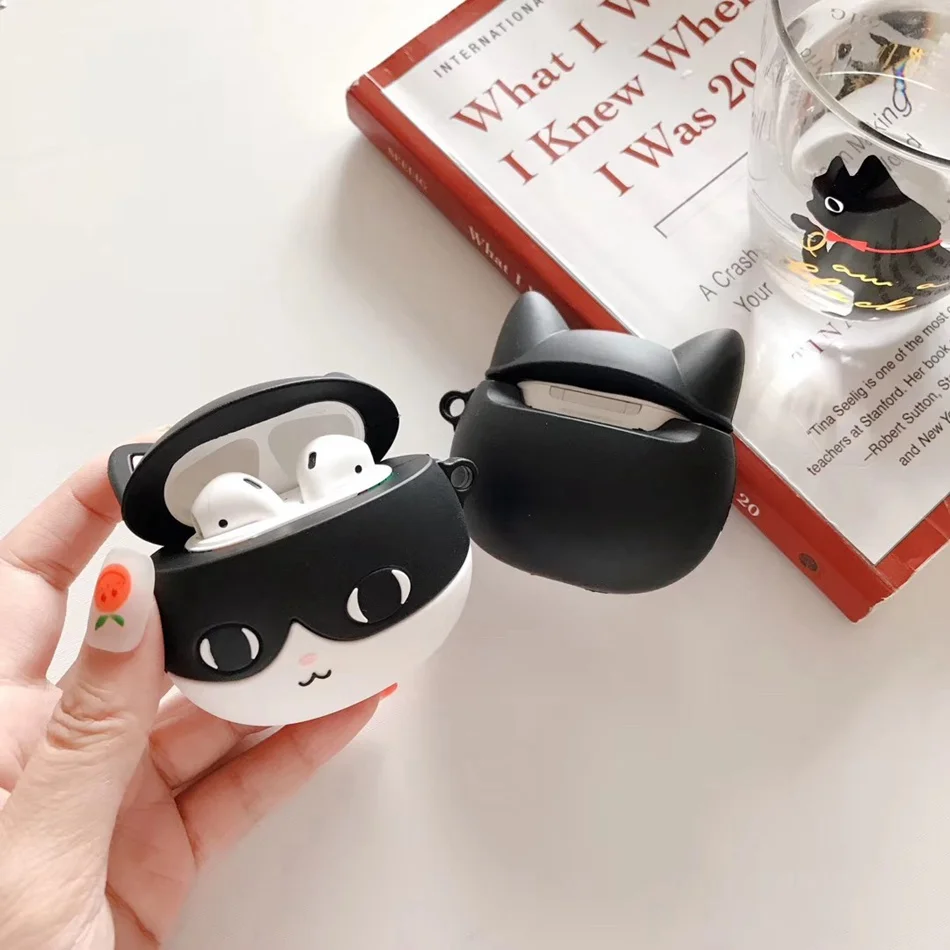 3D милый чехол для наушников Airpods 2 Чехол аниме кошка силиконовая утка наушники защитная крышка для Apple Air pods для наушников Чехол