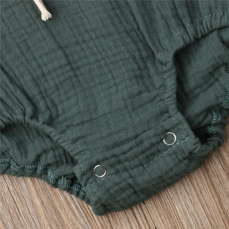 Мягкие боди из хлопка и льна для новорожденных маленьких девочек однотонные