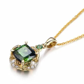 

Gold-plated Square Emerald Pendant High-end European and American Inlaid Emerald Turquoise Color Pendant Necklace JDZ697